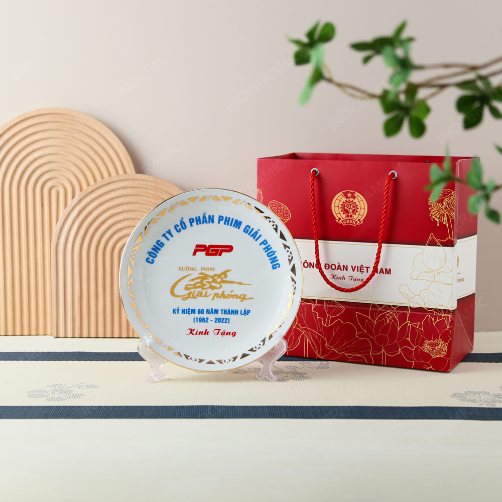 Quà tặng Công Đoàn - Đĩa trưng bày in logo Đoàn thanh niên công ty