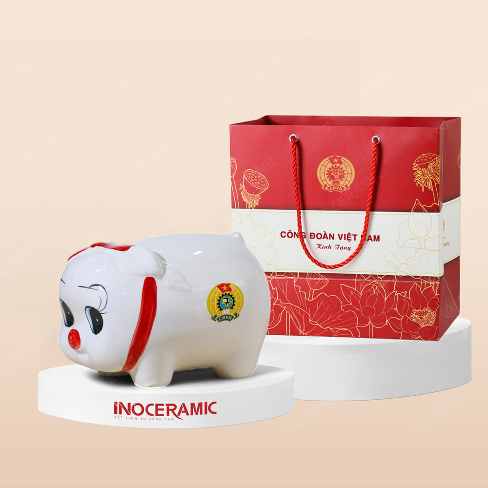 Quà tặng Công đoàn - Ống heo đất tiết kiệm in logo
