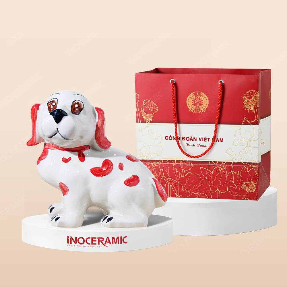 Quà tặng Công đoàn - Ống tiết kiệm hình chú cún dễ thương in logo