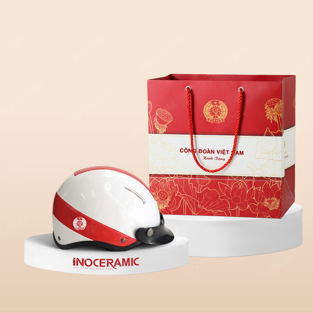 Quà tặng Công đoàn - Mũ bảo hiểm 1/2 in logo theo yêu cầu