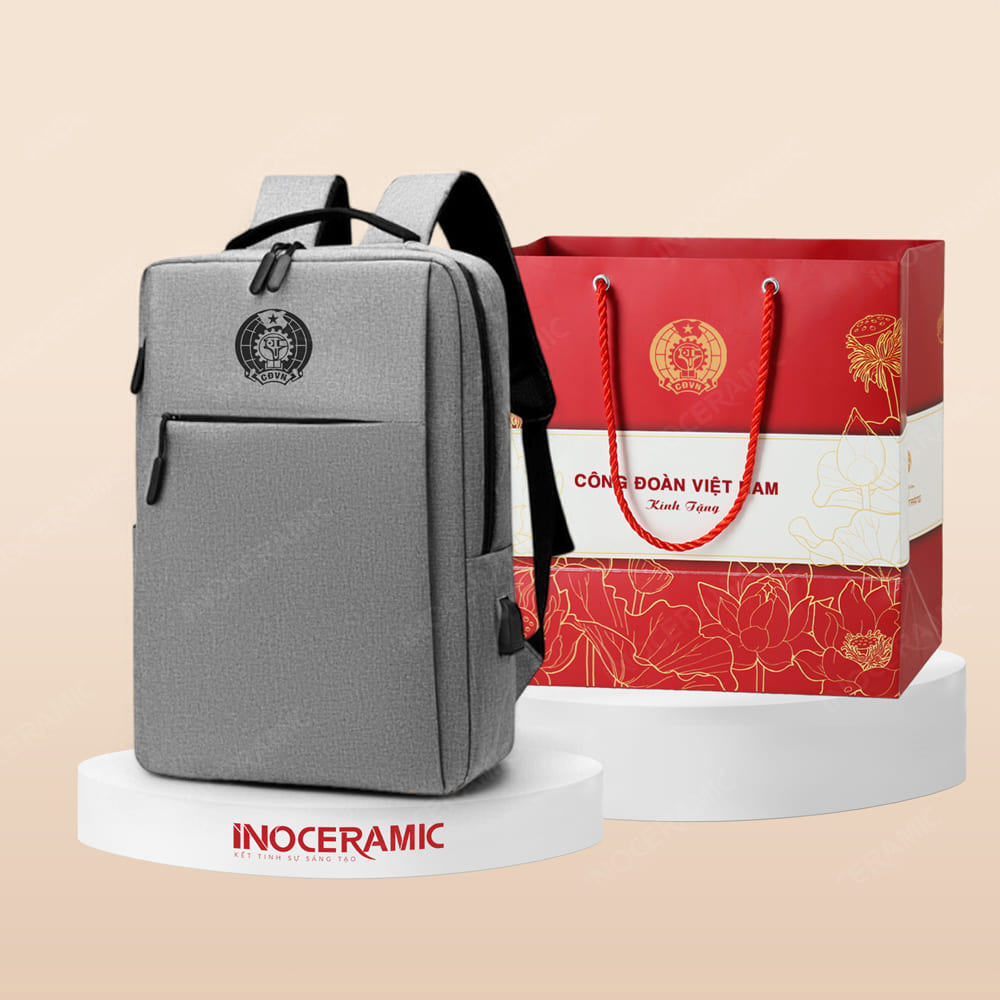 Quà tặng Công đoàn - Balo đựng laptop thời trang nam cao cấp in logo