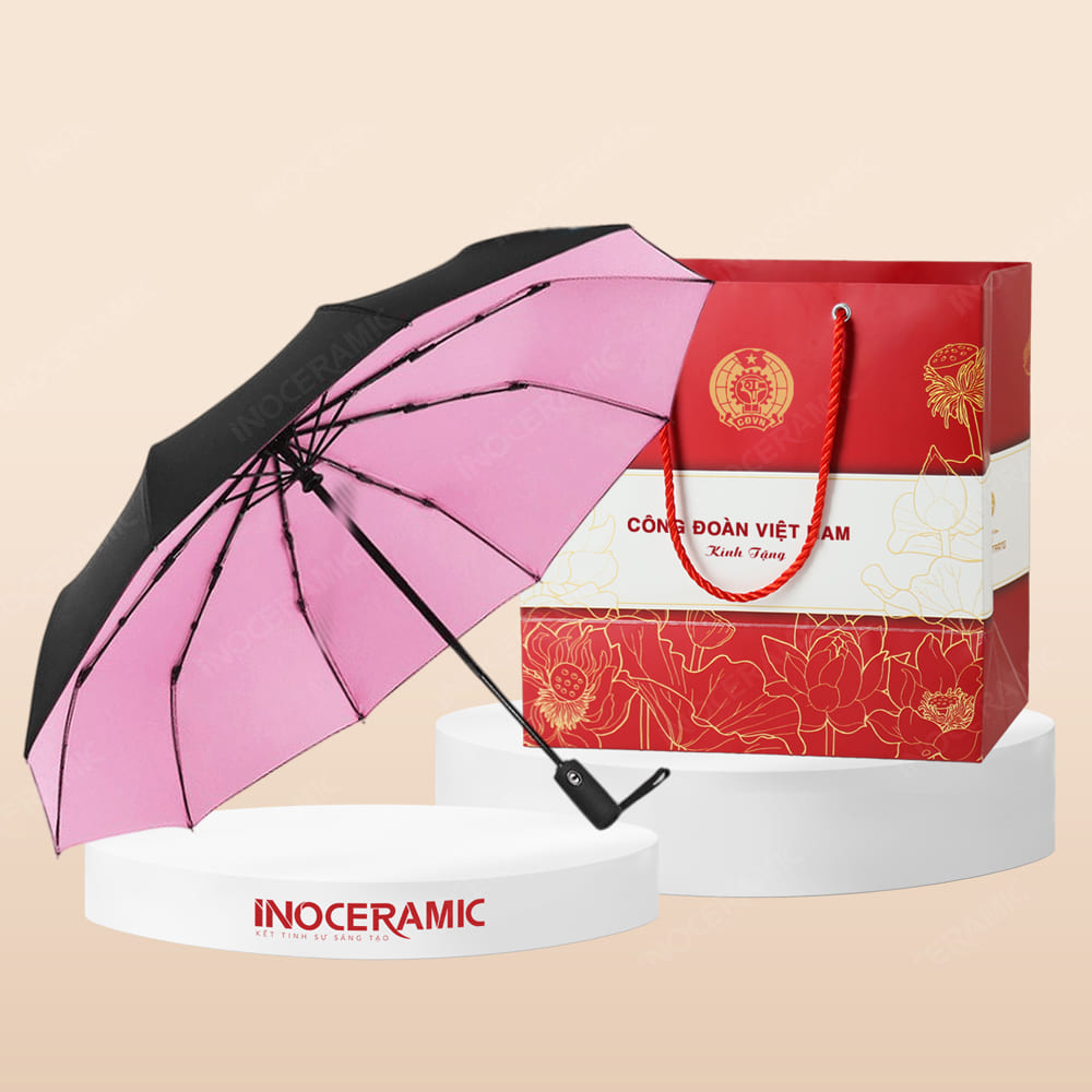 Quà tặng Công đoàn - Ô dù cầm tay gấp khúc in ấn logo