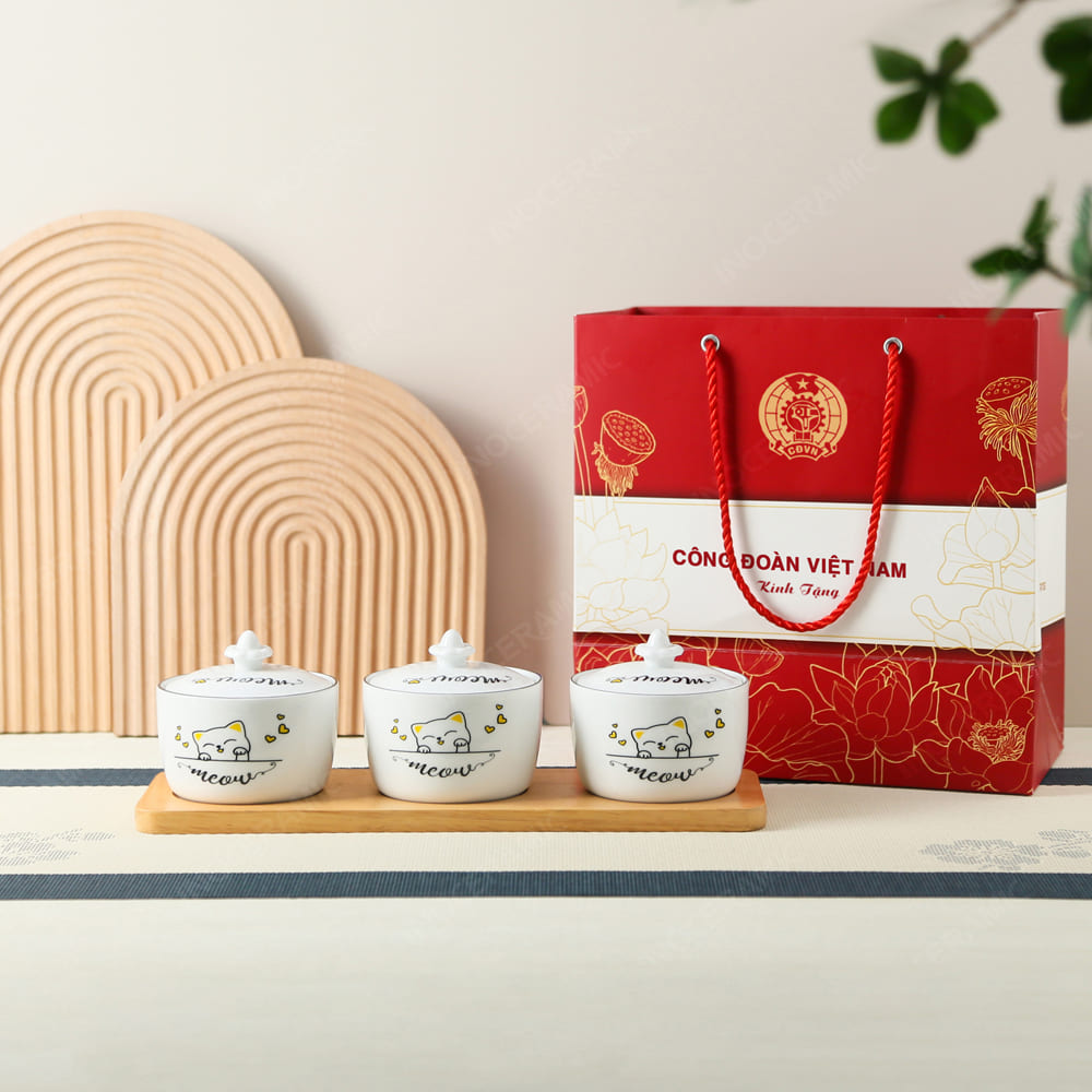 Quà tặng Công đoàn - Bộ hũ mứt mèo
