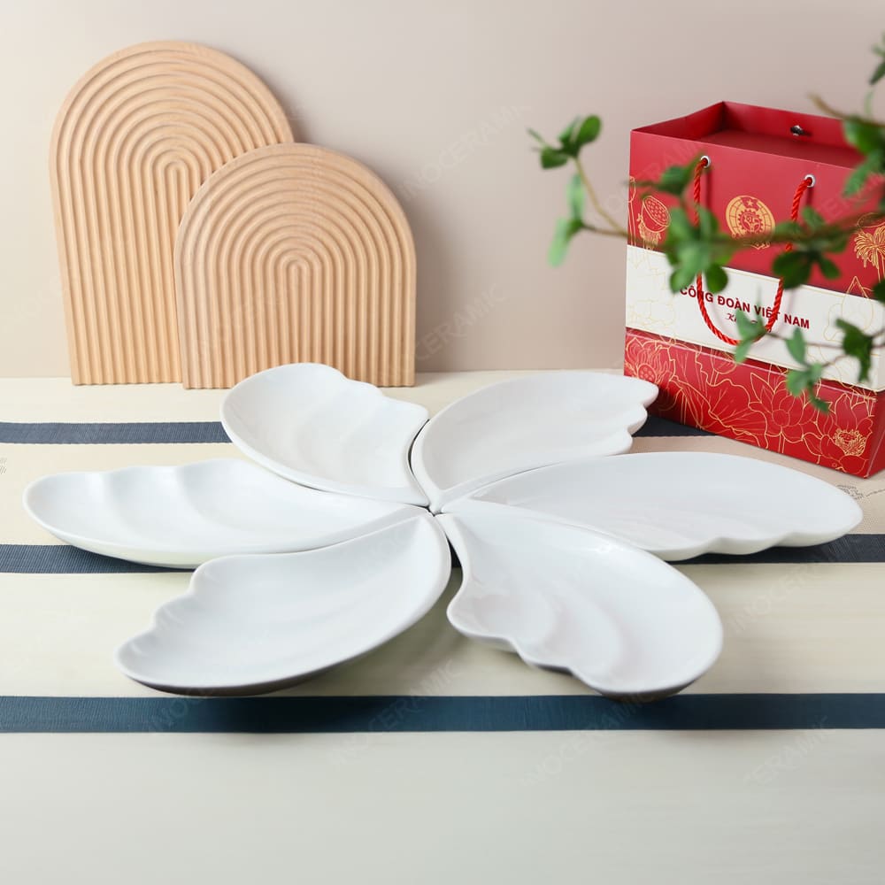 Quà tặng Công đoàn - Bộ 6 đĩa cánh tiên Minh Châu in logo
